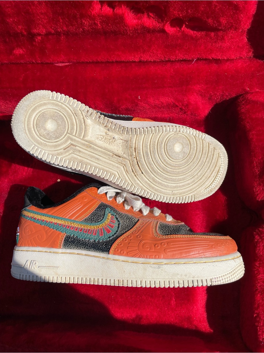 Nike Orange, Black and Teal Low-Top Athletic Sneakers